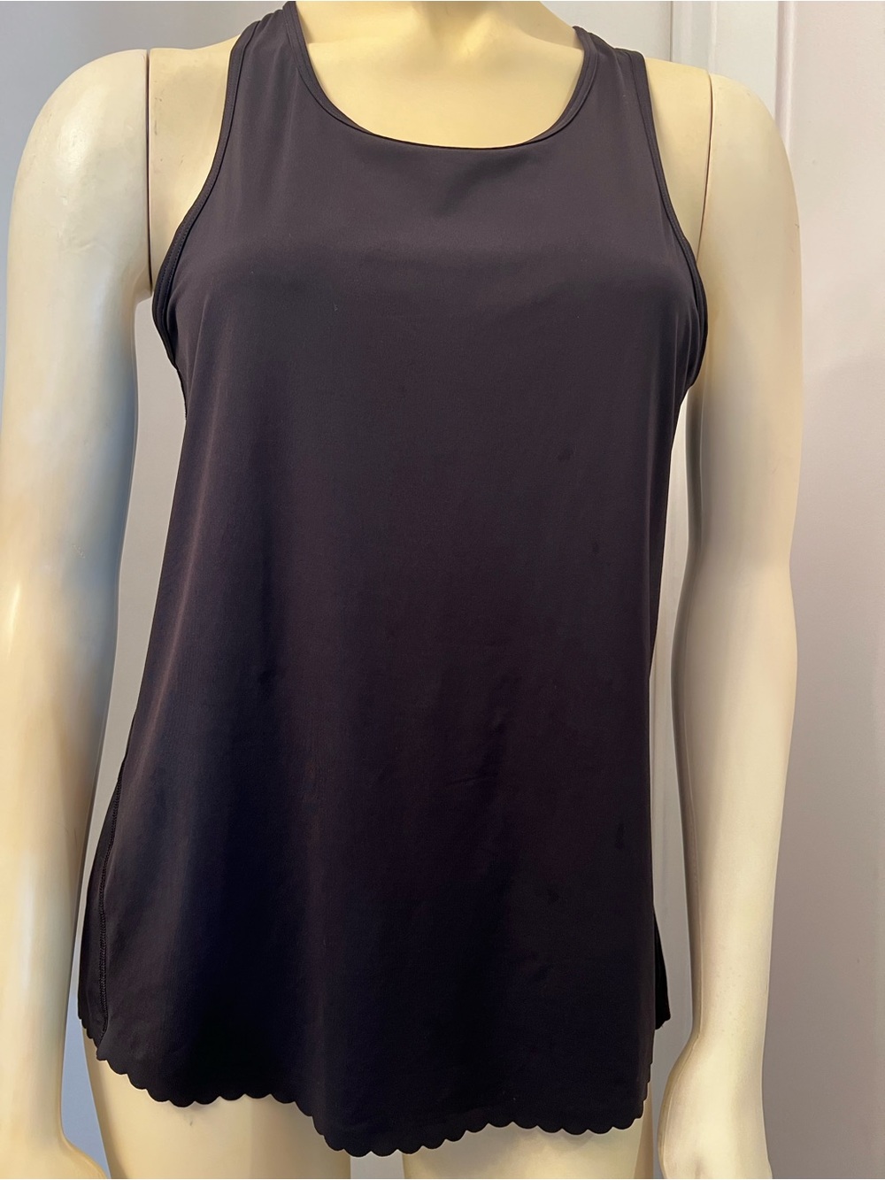 Victoria's Secret Black Scalloped Hem Racerback Tank